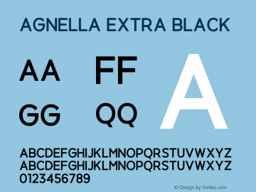Agnella Extra Black Version 1.00;February 29, 2020;FontCreator 11.5.0.2422 64-bit图片样张