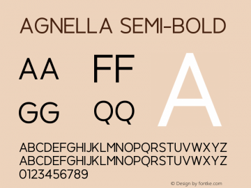 Agnella Semi-Bold Version 1.00;February 29, 2020;FontCreator 11.5.0.2422 64-bit图片样张