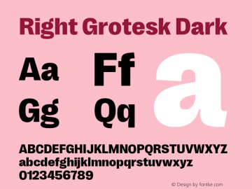 RightGrotesk-Dark Version 1.001;hotconv 1.0.109;makeotfexe 2.5.65596 Font Sample