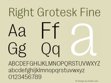 RightGrotesk-Fine Version 1.001;hotconv 1.0.109;makeotfexe 2.5.65596 Font Sample