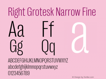 RightGrotesk-NarrowFine Version 1.001;hotconv 1.0.109;makeotfexe 2.5.65596 Font Sample