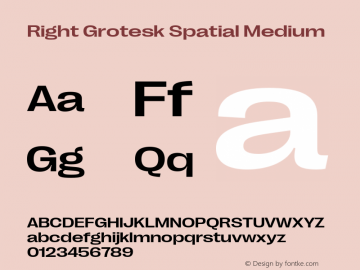 RightGrotesk-SpatialMedium Version 1.001;hotconv 1.0.109;makeotfexe 2.5.65596 Font Sample