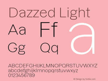 Dazzed Light Version 1.001 Font Sample