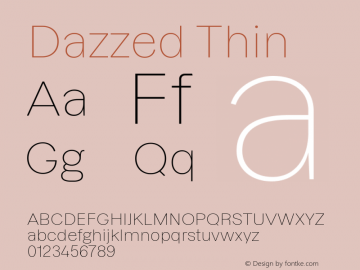 Dazzed Thin Version 1.001 Font Sample