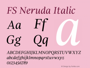 FS Neruda Italic Version 1.02;PS 001.001;hotconv 1.0.88;makeotf.lib2.5.64775 Font Sample