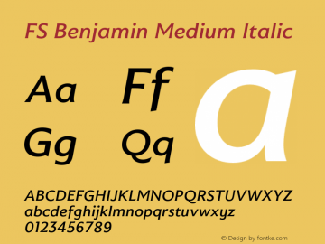 FS Benjamin Medium Italic Version 1.02;PS 001.001;hotconv 1.0.88;makeotf.lib2.5.64775图片样张