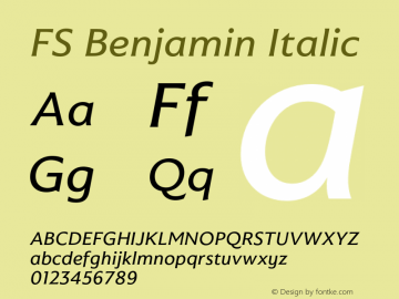 FS Benjamin Italic Version 1.02;PS 001.001;hotconv 1.0.88;makeotf.lib2.5.64775图片样张