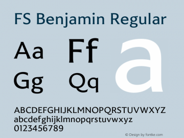 FS Benjamin Regular Version 1.02;PS 001.001;hotconv 1.0.88;makeotf.lib2.5.64775图片样张