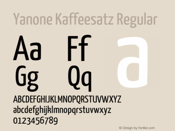 Yanone Kaffeesatz Regular Version 2.001; ttfautohint (v1.8.1.43-b0c9) Font Sample