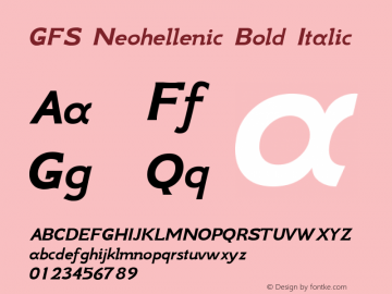 GFS Neohellenic Bold Italic Version 1.0图片样张