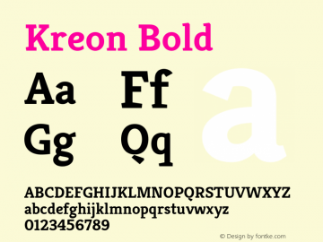 Kreon Bold Version 2.001 Font Sample