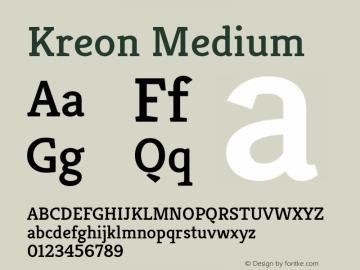 Kreon Medium Version 2.001 Font Sample