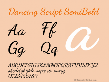 Dancing Script SemiBold Version 2.000 Font Sample