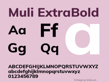 Muli ExtraBold Version 2.100; ttfautohint (v1.8.1.43-b0c9)图片样张