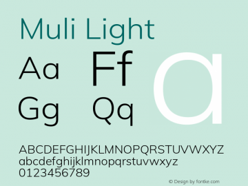 Muli Light Version 2.100; ttfautohint (v1.8.1.43-b0c9) Font Sample