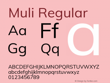 Muli Regular Version 2.100; ttfautohint (v1.8.1.43-b0c9)图片样张