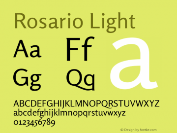 Rosario Light Version 1.101; ttfautohint (v1.8.1.43-b0c9) Font Sample