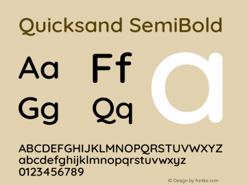 Quicksand SemiBold Version 3.004 Font Sample