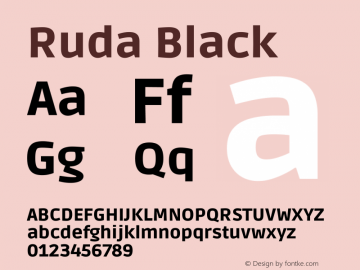 Ruda Black Version 2.000 Font Sample