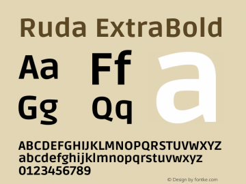 Ruda ExtraBold Version 2.000 Font Sample