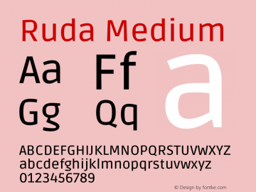 Ruda Medium Version 2.000 Font Sample