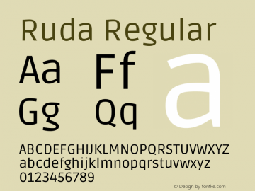 Ruda Regular Version 2.000 Font Sample
