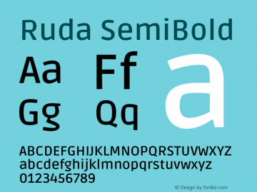 Ruda SemiBold Version 2.000 Font Sample