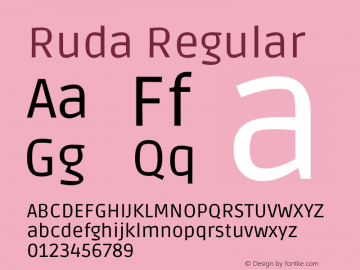 Ruda Regular Version 2.000 Font Sample