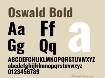 Oswald Bold Version 4.100; ttfautohint (v1.8.1.43-b0c9) Font Sample