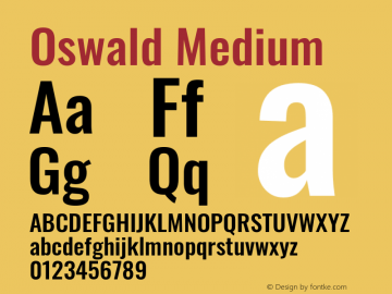 Oswald Medium Version 4.100; ttfautohint (v1.8.1.43-b0c9) Font Sample
