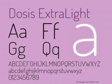 Dosis ExtraLight Version 3.001; ttfautohint (v1.8.2) Font Sample