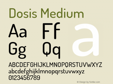 Dosis Medium Version 3.001; ttfautohint (v1.8.2) Font Sample