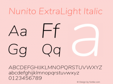 Nunito ExtraLight Italic Version 3.504图片样张