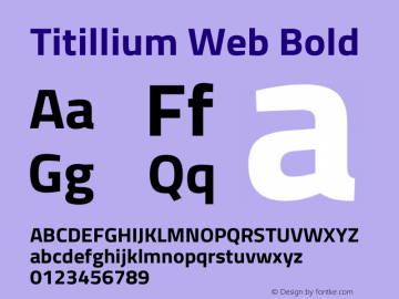 Titillium Web Bold Version 1.002;PS 57.000;hotconv 1.0.70;makeotf.lib2.5.55311图片样张