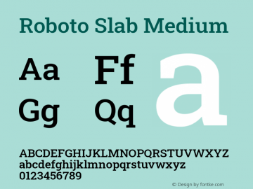 Roboto Slab Medium Version 2.000; ttfautohint (v1.8.1.43-b0c9) Font Sample