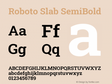 Roboto Slab SemiBold Version 2.000; ttfautohint (v1.8.1.43-b0c9) Font Sample