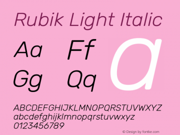 Rubik Light Italic Version 2.000图片样张