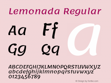 Lemonada Regular Version 4.004; ttfautohint (v1.8.2) Font Sample