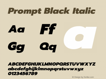 Prompt Black Italic Version 1.000 Font Sample