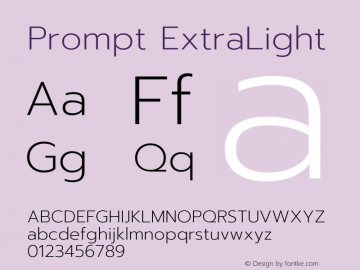 Prompt-ExtraLight Version 1.000 Font Sample