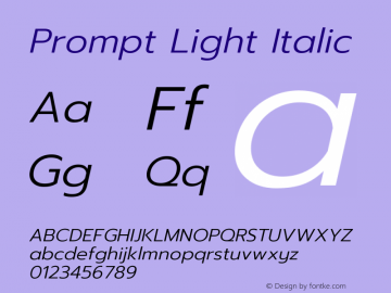 Prompt Light Italic Version 1.000 Font Sample