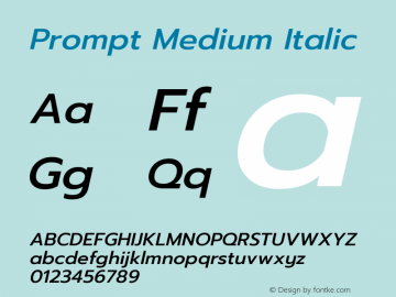 Prompt Medium Italic Version 1.000 Font Sample