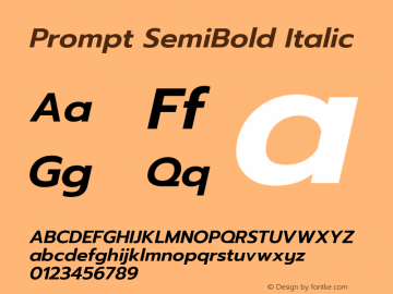 Prompt Semibold Italic Version 1.000 Font Sample