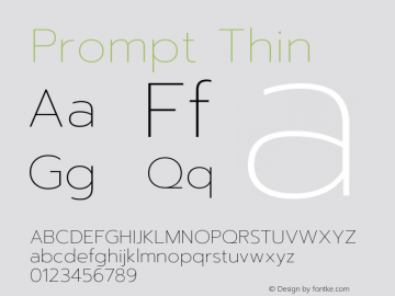 Prompt-Thin Version 1.000 Font Sample