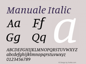 Manuale Italic Version 1.000; ttfautohint (v1.8.1.43-b0c9) Font Sample