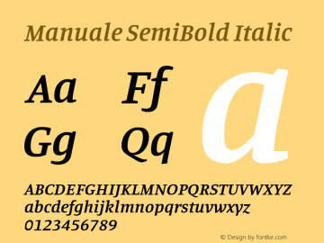 Manuale SemiBold Italic Version 1.000; ttfautohint (v1.8.1.43-b0c9)图片样张