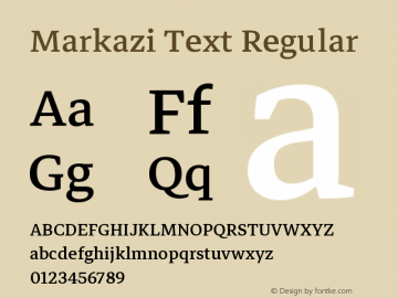 Markazi Text Regular Version 1.000 Font Sample