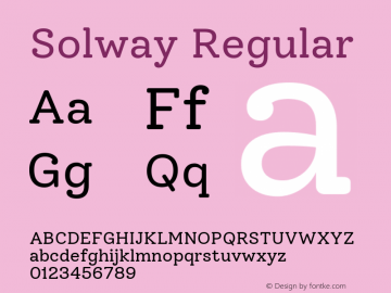 Solway Regular Version 1.000 Font Sample