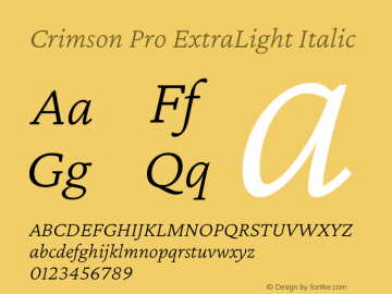 Crimson Pro ExtraLight Italic Version 1.002图片样张