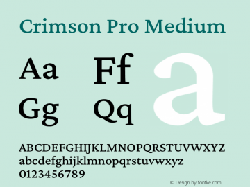 Crimson Pro Medium Version 1.002 Font Sample